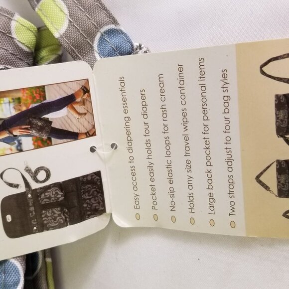 Lilly Bit Diaper Bag Baby Messenger Bag Crossbody Purse Pack Gray Green Dot NWT - Picture 10 of 11